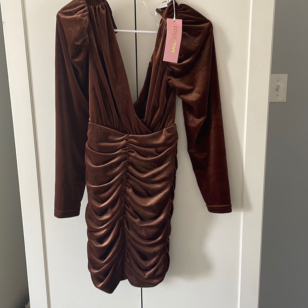Brown velvet dress